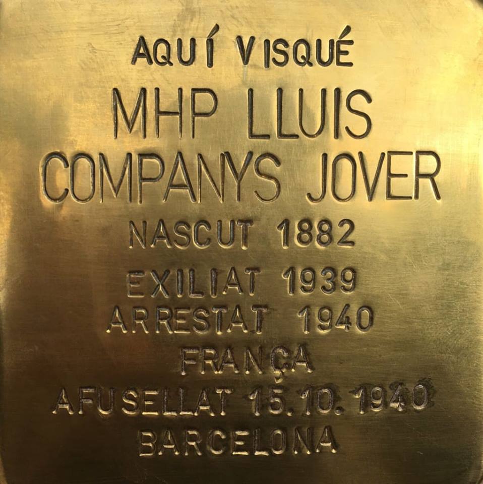 Stolperstein für Lluis Companys in Barcelona